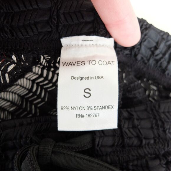 Waves to Coat Black Mesh Drawstring Beach Coverup Pants Size Small - Picture 5 of 5